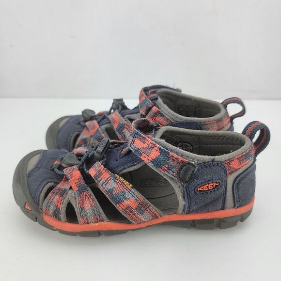 Keen Kids Size 11 Orange Blue Closed Toe Hook Loop Outdoors Sandals - Picture 1 of 7